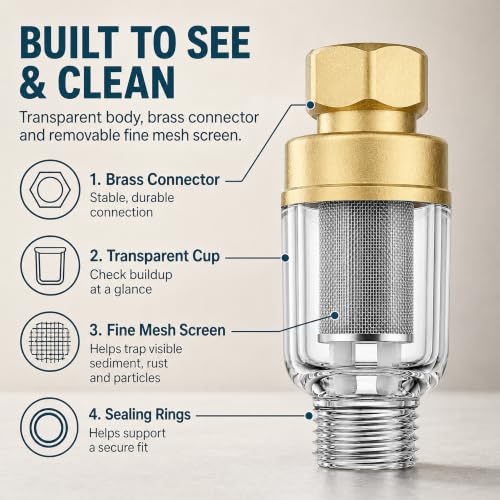 2 Pack Washing Machine Water Filter, Inline Sediment Water Filter with 50Mesh Stainless Steel Screen, Brass Threaded PreFilter for Washing Machine, Water Heater, Faucet, Garden Hose, RV - color: Style A
