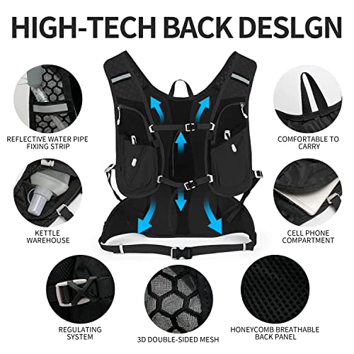 IX INOXTO Hydration Pack Backpack, Lightweight Water Backpack with 2L Hydration Bladder Daypack for Men Women,Running Hydration Vest for Trail Running Hiking Cycling Race Climbing - color: All black