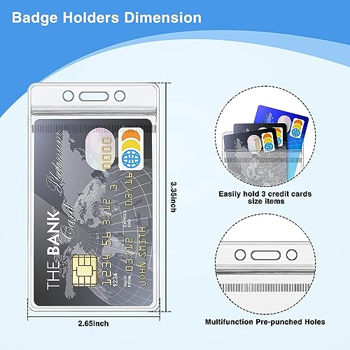 10 Pack Card Holder Vertical Clear Plastic Waterproof Name Tag Holder Fit Ship Cards, Social Security Card and Gift Card, Name Tag Holder for Nurse, Teacher and Student