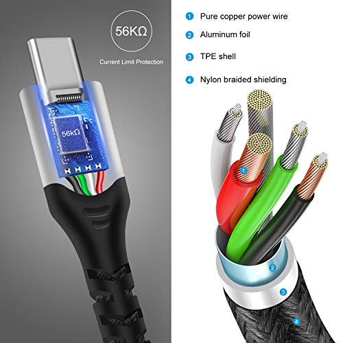 Fasgear USB C Short Cables, 3 Pack, 1ft, Black - color: Black
