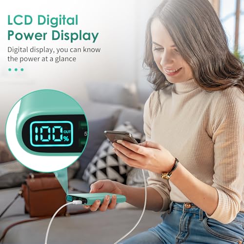 Portable Charger 38800mAh,LCD Display Power Bank,5 USB Outputs Battery Pack Backup, USB-C 3A in&out Travel Essential Portable Phone Charger For iPhone 17/16/15/14/13 Pro,Android Samsung Galaxy-Green - color: Green