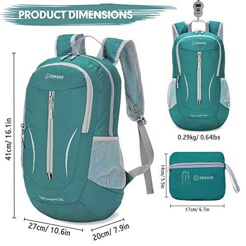 ZOMAKE Lightweight Packable Backpack 25L, Foldable Hiking Daypack - color: Army Green, size: 25L