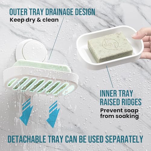 TAILI Soap Holder, Soap Dish for Shower Suction Cup, Bar Soap Holder, White | Removable Soap Holder Shower, Soap Tray for Shower Wall, No drill Sponge Holder, Bathroom & Kitchen, Bath Accessories - color: White, size: 1 Tier