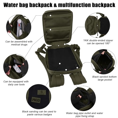 Tactical Molle Hydration Pack for 1.5L - Lightweight Water Reservoir Bag for Molle Vest Backpack, for Hiking, Hunting - color: RG