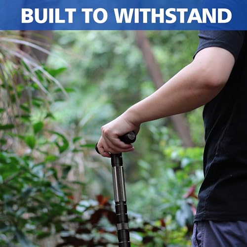 aiGear G2 Tactical Hiking Stick with Multi-Tool, 6-8 Section Walking Staff | 6061-T6 Aluminum, Magnesium Fire Starter, Anti-Skid Tip and Convertible T-Handle for Wading, Camping and Overlanding - size: 7 Tubes / 54.1"