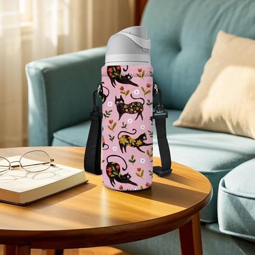 RICHEN Neoprene Water Bottle Carrier Bag with Adjustable Shoulder Strap,Insulated Water Bottle Cover for Stainless Steel/Glass/Plastic Bottles - color: BC-51, size: 500ml