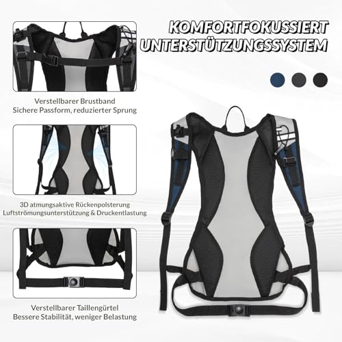 Runlight Running Vest,Lightweight Adjustable Chest Pack with Pistol Holster, Pack with 1.5L Water Bladder, Reflective Running Hydration Vest - color: W230-Blue