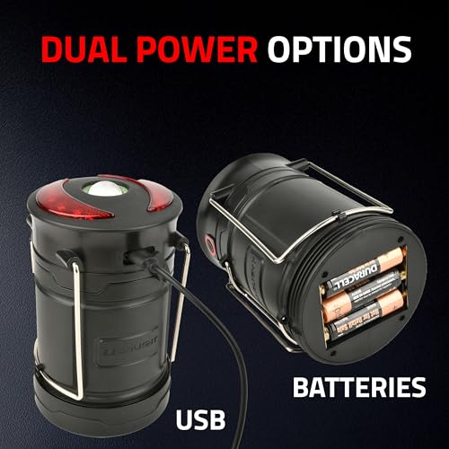 GearLight Rechargeable Camping Lantern - 2 Portable LED Lanterns with Magnetic Base and Foldable Hook for Emergency Use or Campsites, Essential Hurricane Survival Kit - Black - color: Black (Rechargeable)