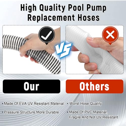 2 Pack 1 1/2 Pool Hose for Above Ground Pools 6ft Long Pool Pump Replacement Filter Hoses 1.5" EVA Swimming Pools Filter Hose for Filters Pumps, Saltwater Systems and Sand filters (Black) - color: Black