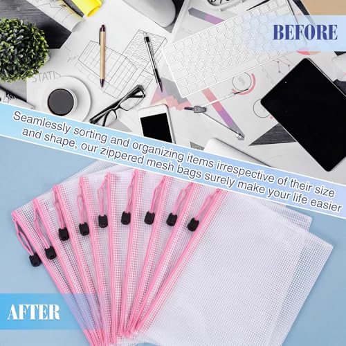 Jetec 32 Pcs Mesh Zipper Bags Bikini Organizer,Pink,9 x 7 Inch - color: Pink, size: 9 x 7 Inch