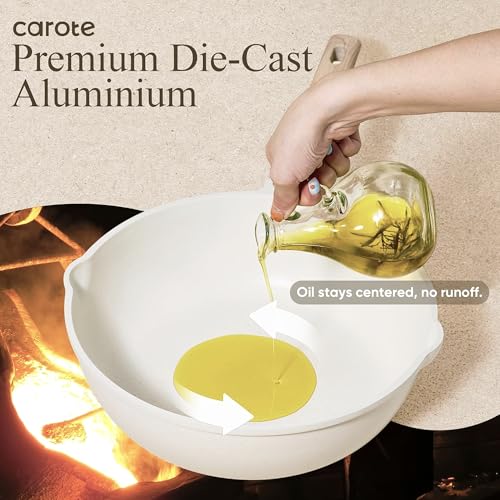 CAROTE 21pcs Pots and Pans Set, Nonstick Cookware Sets, with Egg Pan - color: Cream White, size: 21 Piece