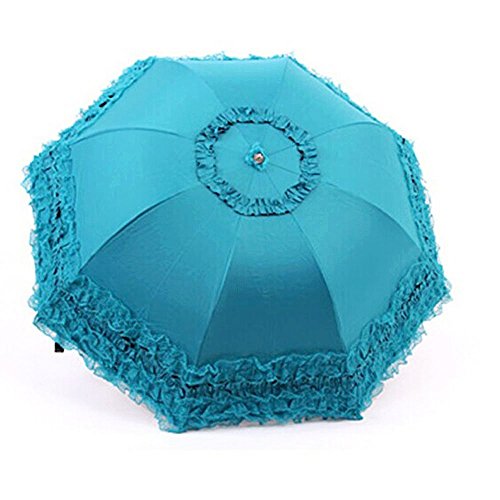 Honeystore Princess Lace Ultraviolet-Proof Folding Umbrella Anti-uv Dome Parasol - color: Style1 Blue