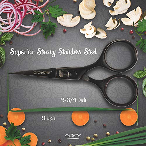 O'Creme Chef Scissors All Stainless Steel Garnishing Snips, Gold | Super sharp blades deliver precise cuts for garnishing, herbs, and food prep tasks in any kitchen. - color: Gold