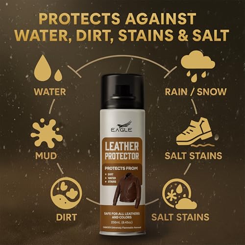 Leather Waterproof Protector Spray – Leather Water Repellent for Boots, Shoes, Furniture & Jackets, Waterproofing & Leather Sealer Spray, 250mL
