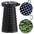 ALEVMOOM Upgraded Telescoping Collapsible Stool with Cushion, Folding Stool with Printing Portable Retractable Foldable Seat Max Load 600lbs for Adults Camping Fishing Outdoor - color: Camo