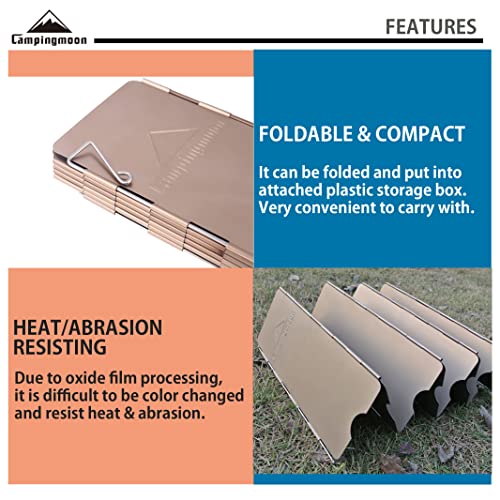 camping moon CAMPINGMOON 10 Plates Foldable Windscreen Folding Camp Stove Windshield with Storage Box - color: 8.66 inch Height YD-10