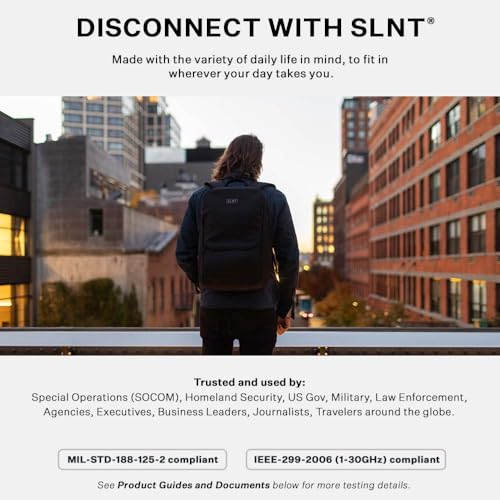Silent Pocket SLNT Essential Backpack with Faraday Laptop Sleeve (18 Liter) | Water-Resistant 700D Fabric, RFID Pocket, Luggage Pass-Through, Sternum Strap, Fits up to 16 Inch Laptops - size: 18L