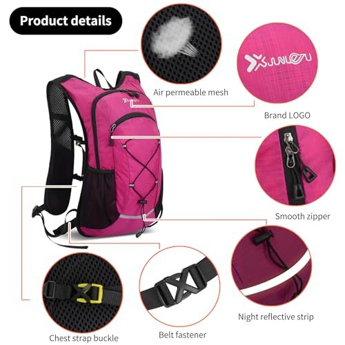 DOJUNS Hiking Backpack Lightweight Travel Backpack 20L Waterproof Hiking Daypacks Camping Backpack for Men Women (rose red) - color: Rose Red