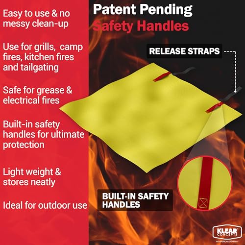 Emergency Fire Blanket, 40x40 Silicone-Coated UM9 Fiberglass 1612°F, 2-Pack - color: Silicone Coated Fiberglass