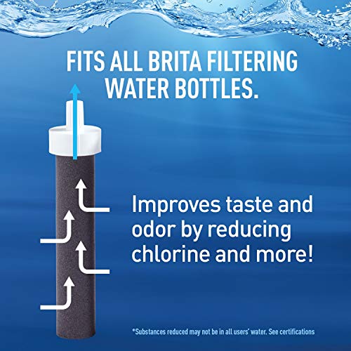 Brita Water Filter Replacements for Water Bottles (3 Count) and Brita Insulated Filtered Water Bottle with Straw (20 Ounce, Rose)