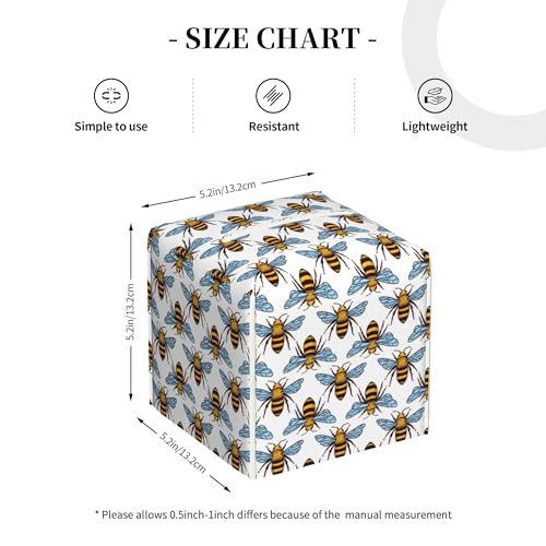 Honey Bee Tissue Box Cover Leather Tissue Box Holder Square Facial Paper Organizer Dispenser for Bathroom Kitchen Bedroom Vanity Countertop Night Stands - color: Honey Bee