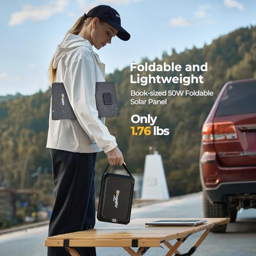 BougeRV 50 Watt Solar Panel, Foldable Portable Charger, Camping, Outdoor | 50W Solar Panel, Fiberglass, 1.76 lb, USB-C & USB-A Outputs, Compatible with BougeRV 266Wh/240Wh Power Stations, Outdoor - size: 50W