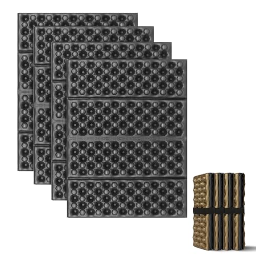 FOCHIER F Stadium Seat Pad, Camping Foam Pad, Foldable Z Stadium Seat Cushion Insulated Sitting Pad for Camping Backpacking Stadium Outdoor Picnic, Hiking, Mountaineering,Bleachers - color: Black 4PC