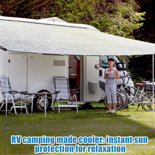10' x 20' 70% Reflective Aluminet Shade Cloth, UV Protection and Cooling | Durable Sun Protective Shade Covers, with Grommets, for RV Camping, Chicken Coop, Garden Greenhouse, Pickup Trunk - size: 10FT x 20FT
