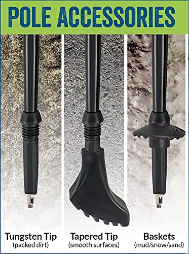 York Nordic Ultralight Folding Walking Poles - Travel Ready - with Rubber Feet, Baskets, and Bag - size: Heights 5'3" to 5'7", style: Nordic Grips