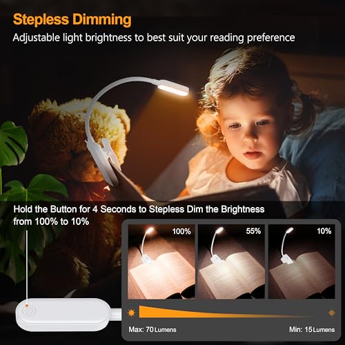 Gritin 16 LED Rechargeable Book Light for Reading in Bed - color: White