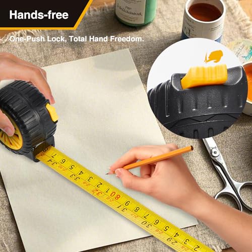 Tape Measure 16 Ft, Self-Locking Retractable Measuring Tape, Inch/Metric Scale, Easy to Read, Perfect for Construction, Carpenters, Handicrafts (16FT)