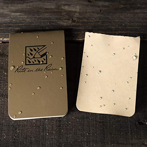 Rite in the Rain Weatherproof On The Go Wallet Notebook, 2" x 3.375", Tan Cover, Blank Pages, 6 Pack (No. OTG971TL) - color: Tan
