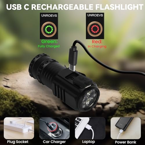 UNROEVS 24 Packs Mini Flashlights Bulk 2550 Lumens USB C Rechargeable | Super Bright Small Flashlight with Magnetic Base&Clip,Portable EDC Pocket Flash Light for Home,Emergency - size: F