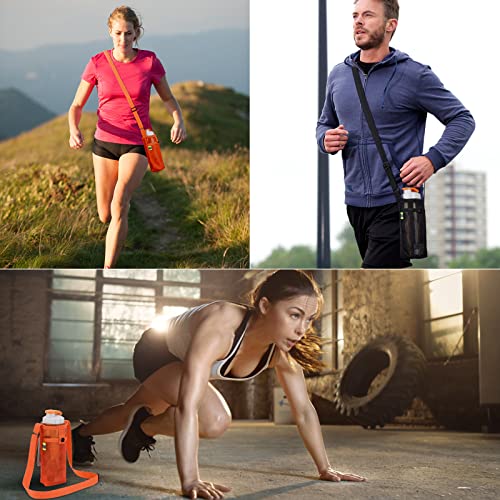 Tainehs Water Bottle Holder Carrier with Adjustable Shoulder Strap - Beach & Sports Bottle Bag for Hiking, Gym, Camping, Walking, Travel - color: Black/Pink