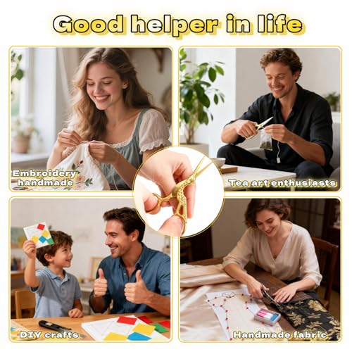 Copper Crane Embroidery Scissors,Sharp Rainbow Stainless Steel Craft Snips for Sewing,3.74 inch,Comfortable Grip for Crafts and Sewing,DIY,Tea Sachets,Ideal Gift for Precision Cutting (Gold) - color: Gold