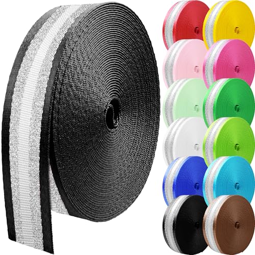 10 Yards Nylon Webbing 1.5 Inch 2 Inch Nylon Strap Webbing Straps Backpack Straps Nylon Belt for Indoor or Outdoor Gear, DIY Crafting, Handles, Luggage, Slings - color: Black-10 Yards, size: 2 inch