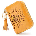 APHISON RFID Credit Card Holder Zipper Card Case Keychain Small Wallet for Women 1927 DARK-YELLOW - color: A-DARK-YELLOW（single zip）