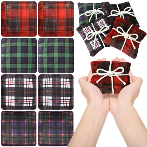 SmoothNovelty 8 Pcs Microwave Hand Warmers Reusable Flannel Handwarmers with Flaxseed Microwavable Hand Warmers Cold Pack Heating Pack Bag for Christmas Stocking Stuffer Gifts (Scottish Checked) - color: Scottish Checked