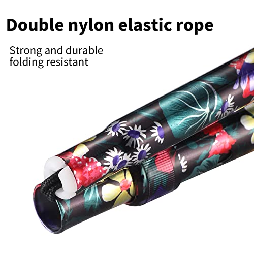 Elegant Walking Cane for Women, Foldable & Adjustable Cane for Seniors with Self-Standing Tip | Lightweight Mobility Aid for Stability & Balance Support - color: Black and pink floral printed