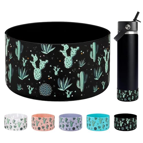 WK IEASON Protective Silicone Base Cover Boot for Hydro Flask Wide Mouth/Standard Mouth, Anti-Slip Silicone Bottom Bumper As Hydro Flask Water Bottle Accessories-2.83inch Bottom Diameter - color: Cactus Black, size: 24 Ounces