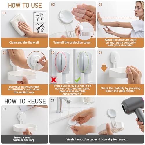 LEVERLOC Soap Holder, Soap Dish for Shower, Suction Cup Bar Soap Holder - style: 2 tiers