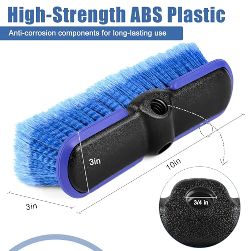 Car Wash Brush Head with Soft Bristle 10 Inch, Car Cleaning Brush with Protective Bumper for Cleaning Auto Cars Trucks RV Boat Deck Solar Panel
