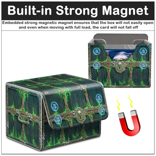 Commander Deck Box, Glowing Pirate Chest, Magnetic Trading Card Storage - color: Glowing Pirate Chest