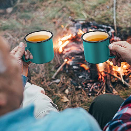 P&P CHEF Enamel Camping Coffee Mug Set of 6, 12 Ounce, 350ML & Green - color: Green