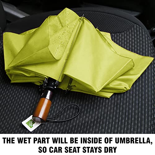 Raintrend Windproof Travel Umbrellas for Rain Automatic +10% Bigger Canopy Strong Frame Compact Folding Portable Umbrella for Women Men Backpack Purse - color: Yellow