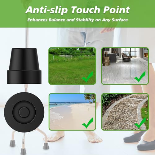 MFE Quad Cane Tip (8 Pack), Non-Slip Durable Rubber Cane Tip 1/2 Inch Replacement Rubber Foot for Walking Sticks Crutch Folding Cane Accessories, Black - size: 1/2 Inch