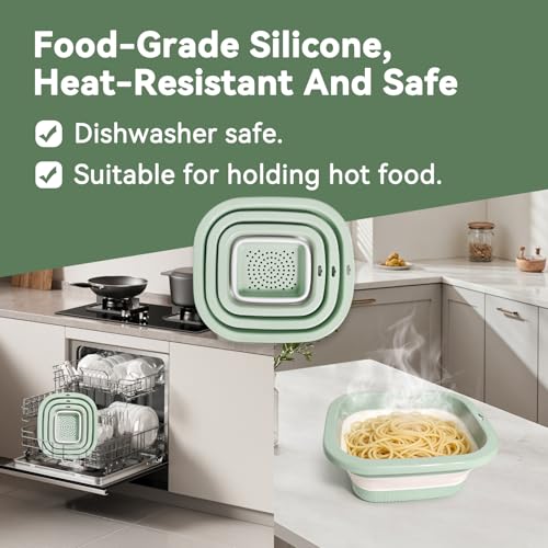 Collapsible Colander and Sink Basin Set - 2 in 1 Collapsible Colander Strainer with Collapsible Wash Basin for Kitchen, RV Camping, Foldable Fruit Vegetable Washing Basket, 4 QT, Blue - color: Blue, size: M-4QT