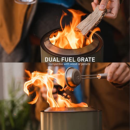 Solo Stove Mesa, 5.1 Inch Tabletop Fire Pit with Stand - Smokeless, Stainless Steel Fire Pit for Camping, Outdoor & Patio- Wood Burning or Pellet Fueled Portable Bonfire, 1.4lbs, Gunmetal - color: Gunmetal, size: Mesa