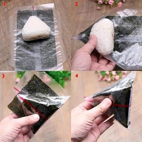 50-Pack Double-Layer Leak-Proof Microwave-Safe Food Storage Bags for Sushi, Rice Balls, Lunch Boxes, Picnics, and Japanese-Style Seaweed—Ideal for Outdoor Camping