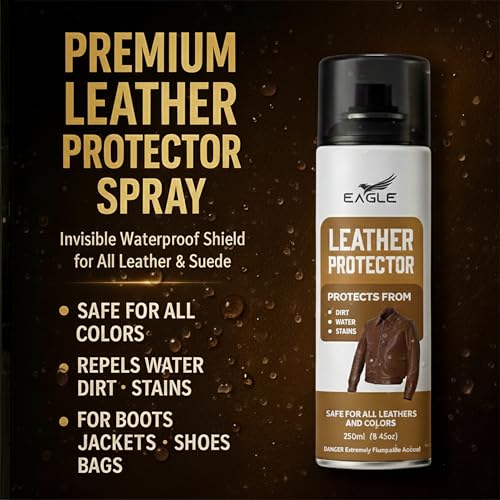 Leather Waterproof Protector Spray – Leather Water Repellent for Boots, Shoes, Furniture & Jackets, Waterproofing & Leather Sealer Spray, 250mL